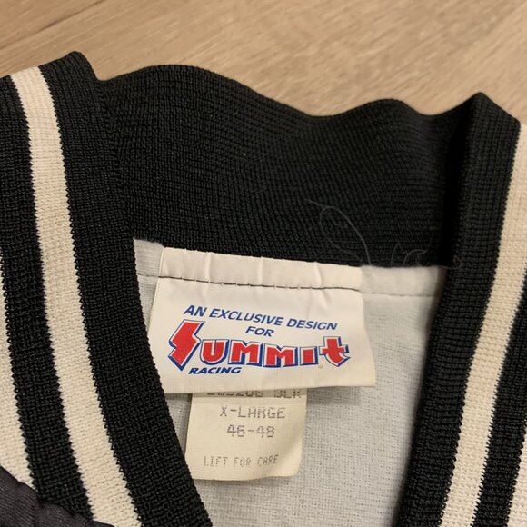 Vintage 90s Summit Racing Satin Bomber Jacket Men's XL Black 1993 Embroidered - Picture 4 of 11